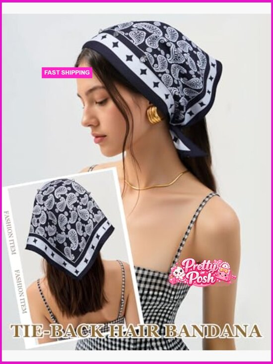 Polyester Triangle Head Scarf 3-Pack with Metal Studs Tie Back main image 4